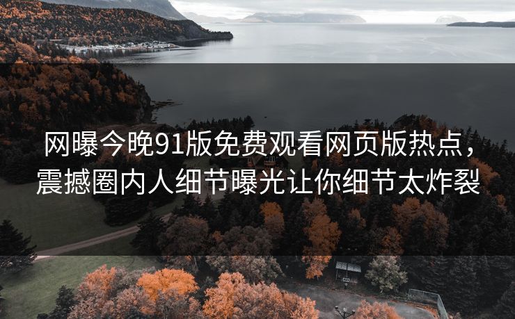 网曝今晚91版免费观看网页版热点，震撼圈内人细节曝光让你细节太炸裂