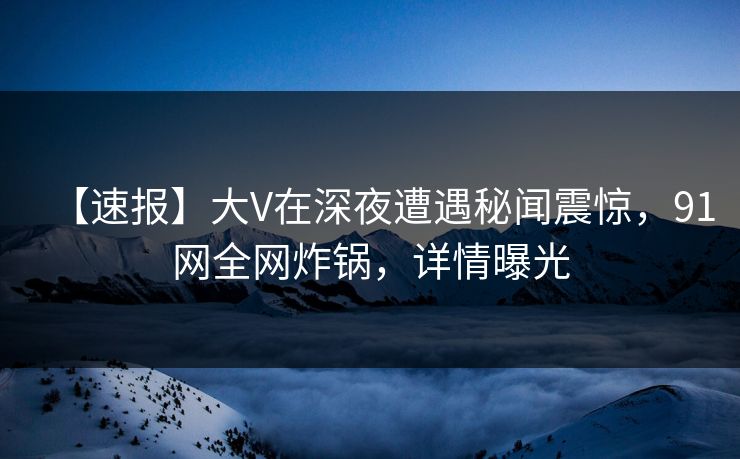 【速报】大V在深夜遭遇秘闻震惊，91网全网炸锅，详情曝光  第1张