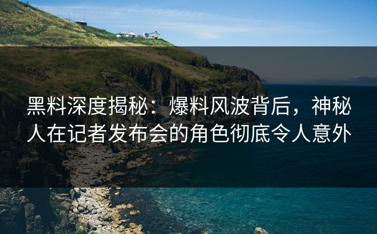 黑料深度揭秘：爆料风波背后，神秘人在记者发布会的角色彻底令人意外