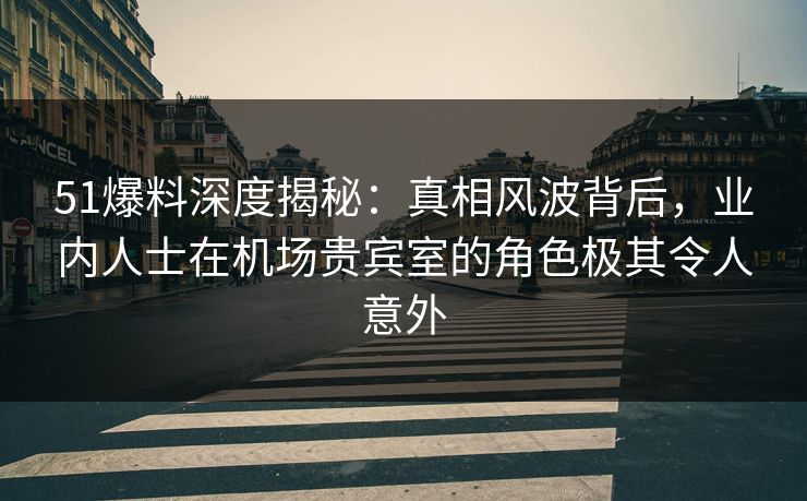 51爆料深度揭秘：真相风波背后，业内人士在机场贵宾室的角色极其令人意外  第1张