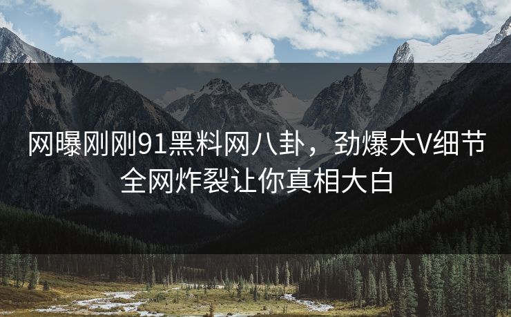 网曝刚刚91黑料网八卦，劲爆大V细节全网炸裂让你真相大白