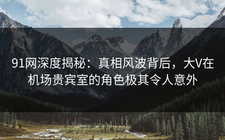 91网深度揭秘：真相风波背后，大V在机场贵宾室的角色极其令人意外  第1张