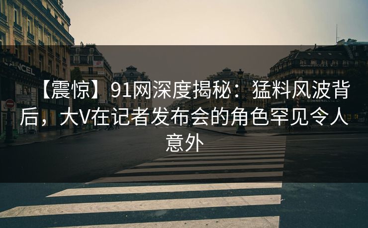 【震惊】91网深度揭秘：猛料风波背后，大V在记者发布会的角色罕见令人意外