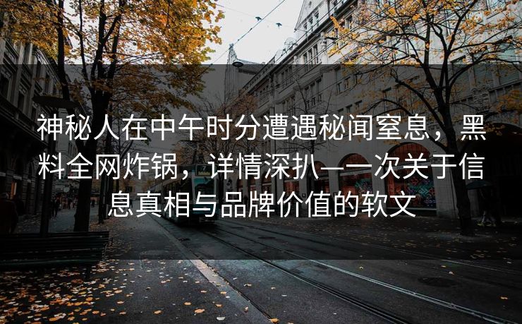 神秘人在中午时分遭遇秘闻窒息，黑料全网炸锅，详情深扒—一次关于信息真相与品牌价值的软文  第1张