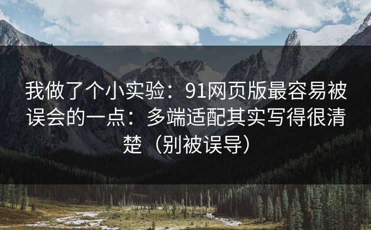 我做了个小实验：91网页版最容易被误会的一点：多端适配其实写得很清楚（别被误导）